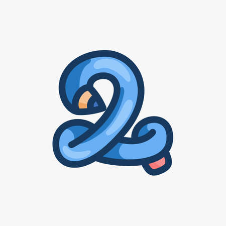 Number two logo made of a pencil. Vector typeface for Back to school events, art identity, education posters, etc.のイラスト素材