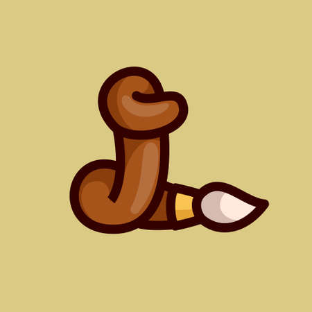 L letter logo made of a paint brush. Vector typeface for the 1st September events, preschools identity, Back to school posters, etc.のイラスト素材