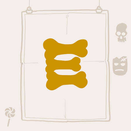 E letter  made of bones. Vector template for your Halloween poster design.