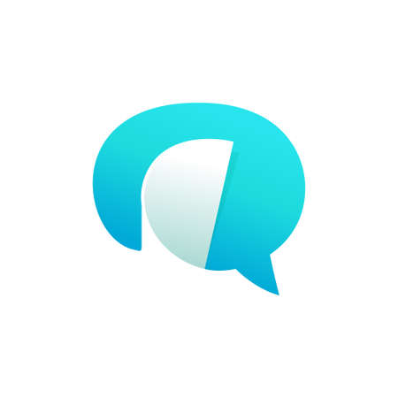 Chat icon with curled corner. Negative space style emblem. Colorful gradient note paper. Modern clean vector origami logo for your stickers, crypto app, nft identity, and tags.のイラスト素材