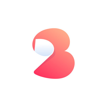 B letter logo with curled corner. Negative space style icon. Colorful gradient note paper. Modern clean vector origami font for your stickers, crypto app, nft identity, and tags.のイラスト素材