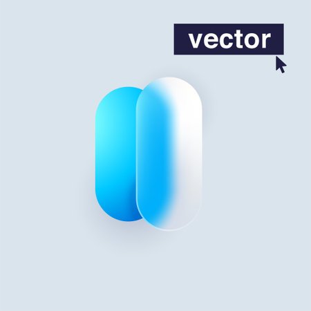I letter logo in Glass morphism style. Vector blurry translucent icon on white background. Frosted transparent blue and white emblem. Perfect for app, modern design, vibrant advertising.のイラスト素材