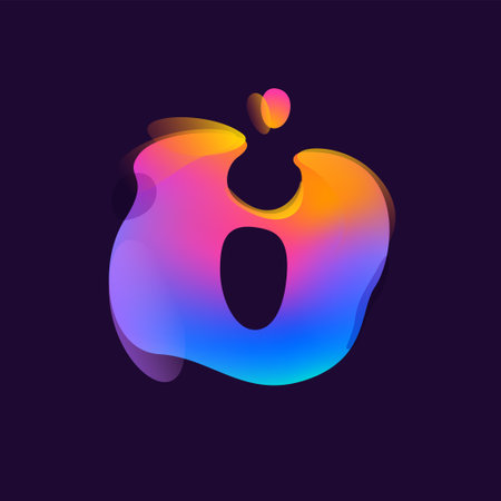 I letter logo in multicolor gradient splash blot. Negative space splash icon. Motion style rainbow glossy emblem. Perfect for cute app, modern nightlife design, vibrant advertising.のイラスト素材