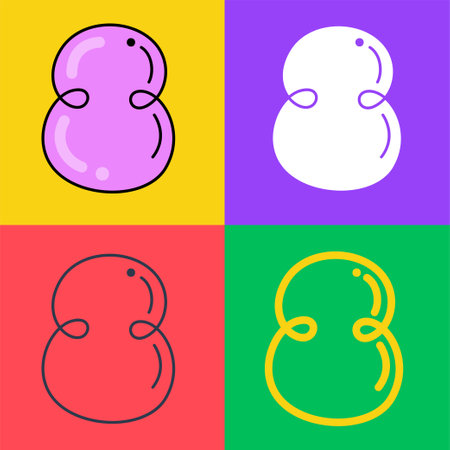 number eight logo. Funny bold childish style font. Overlapping line with multicolor background. Ideal for colorful applications, street art, bright advertising, toy packaging, multimedia identity.のイラスト素材