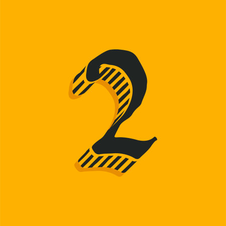Number two blackletter style logo with shadow. Medieval drop cap. Horror gothic icon font. Perfect...