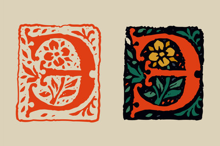 3 . Number three medieval grunge gothic initial. 16th century engraved drop cap. Blackletter style vintage font. Middle Ages capital icon with floral ornament. Vector square shaped calligraphy.のイラスト素材