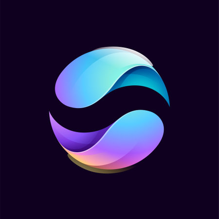 sphere logo. Yin and yang in circle emblem. Energy shield. Vector element for your Finance app, vibrant game branding, Stock market identity, business t-shirts, globe blockchain adv.のイラスト素材