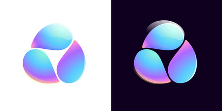 Multicolor fintech logo. Abstract gradient triangle icon. Infinity rotation emblem. Vector colorful triple sign. Perfect for blockchain app, vibrant branding, banking identity, e-commerce business.のイラスト素材