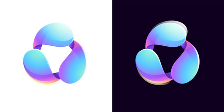 Multicolor fintech logo. Abstract gradient triangle icon. Infinity rotation emblem. Vector colorful triple sign. Perfect for blockchain app, vibrant branding, banking identity, e-commerce business.のイラスト素材