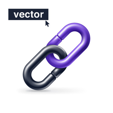 Chain icon in 3D cartoon plastic style. Realistic vector render. Colorful chain links. Connection symbol for your web design, hotspot logo, teamwork app, fun UI.のイラスト素材