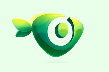 0  . Environment friendly number zero. 3D realistic icon cut out of triangle arrow shape. Watercolor forest eco   with green leaves. Vector for play button, healthy food, agriculture adv.のイラスト素材