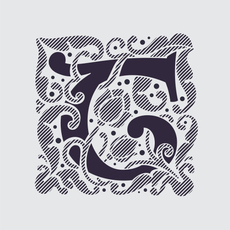 Medieval capital letter T logo in floral ornament and diagonal hatching. Vintage antique gothic style drop cap. Luxury vector initial. Victorian engraved icon for royal monogram, classic invitation.のイラスト素材