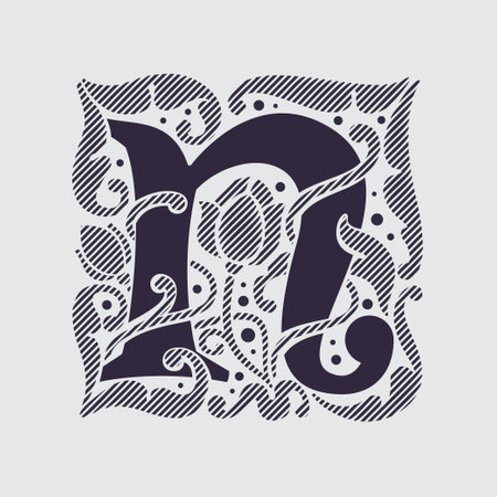 Medieval capital letter N logo in floral ornament and diagonal hatching. Vintage antique gothic style drop cap. Luxury vector initial. Victorian engraved icon for royal monogram, classic invitation.のイラスト素材