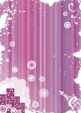 Grunge pink background with urban elementsのイラスト素材