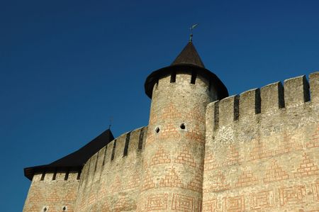 Wall of old fortress in Hotyn,Ukraineの写真素材