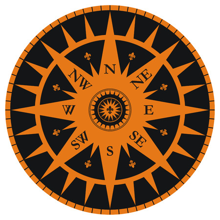 Vintage wind rose compass with fleur-de-lisのイラスト素材