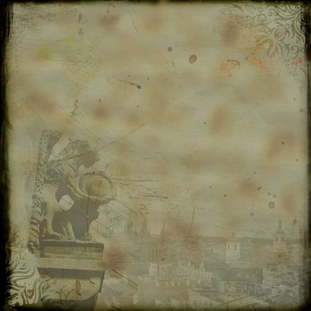 Old prague vintage postcard - backgroundの写真素材