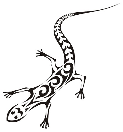 Lizard - vector tribal tattooのイラスト素材