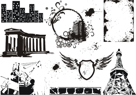 Set of grunge vector elementsのイラスト素材