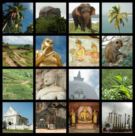 Sri lanka collage with photos of Ceylon landmarksの写真素材