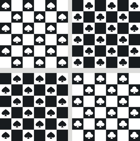 Four seamless  textures with trefoils and spadesのイラスト素材