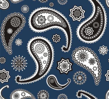 Islamic paisley blue vector patternのイラスト素材