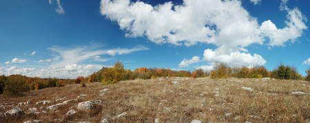 Autumnal Karabi plateau in Crimea mountains,famous wildlife area of Ukraineの写真素材