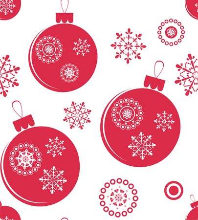 Holiday red christmas seamless texture with ballsのイラスト素材