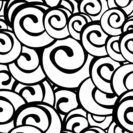 Seamless vector black and white spiral pattern - illustrationのイラスト素材