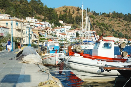 Poros Island,Greece, August 6, 2011 -  Poros island -  popular tourist place in Aegean sea.Island daily receives thousands of touristsのeditorial素材
