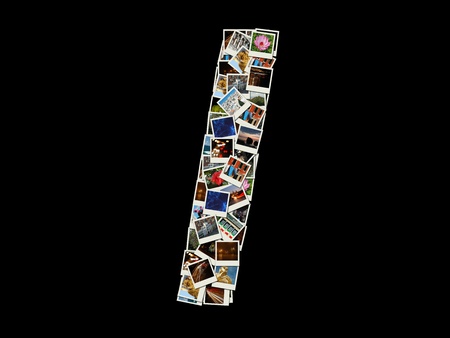 Shape of  I letter made like collage of travel photos