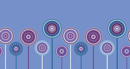 Seamless vector retro violet floral borderのイラスト素材