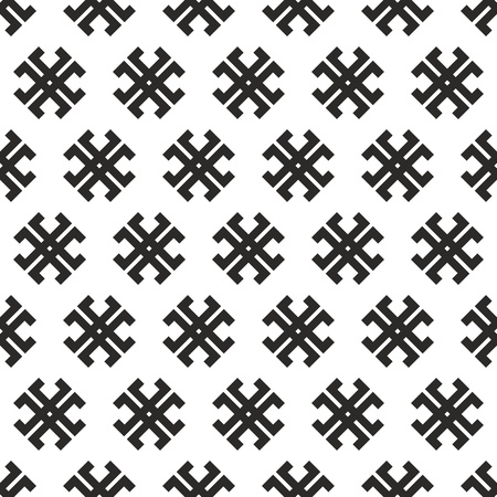 Seamless abstract black-and-white vector tribal cross textureのイラスト素材