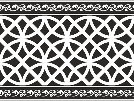 Seamless black-and-white gothic floral vector texture (border)のイラスト素材