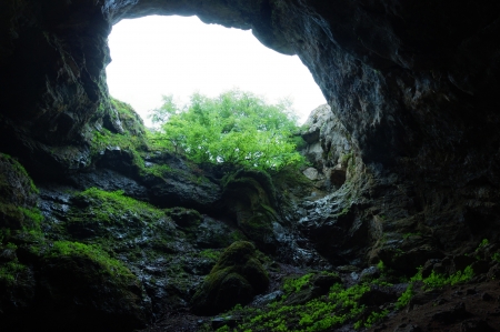 Wild cave Bolshoy Buzuluk at Karabi plateau, Crimea mountains,Ukraineの写真素材