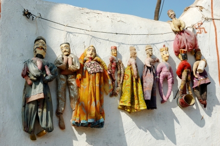 Traditional handmade rajastani puppets for sale in Jaisalmer,India の写真素材