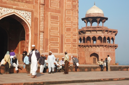 Agra,Uttar Pradesh,India,November 18,2012 - worshippers visiting the Taj Mahal mosque in Agraのeditorial素材
