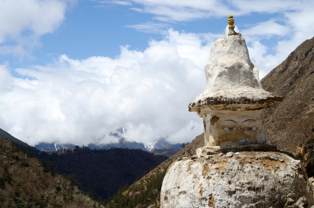 Old Tibetan stupa in Nepal ,Khumbu region,Himalayasの写真素材
