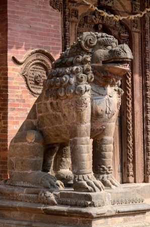 Lion Statue at Pattan Durbar Square in Kathmandu, Nepal ,unesco heritageの写真素材