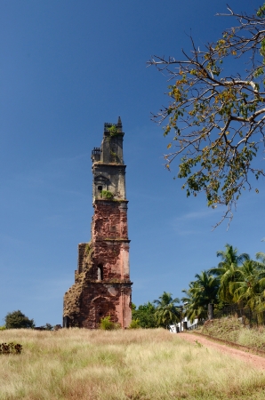 Ruins of St Augustine church in Old Goa - capital of Portuguese Indiaの写真素材