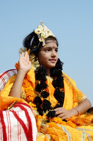 Pushkar,India,November 13,2013 - girl dressed as Rukmini, wife of Lord Krishna at Pushkar...