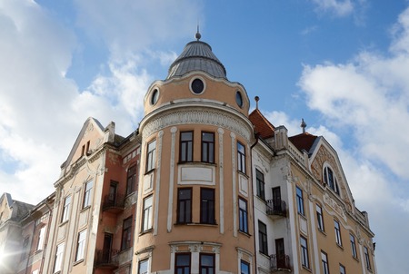 CHERNIVTSI, UKRAINE - DECEMBER 2, 2015: The view of former Hotel Bristol from  Philharmonic square on December 2 in Chernivtsi,Ukraine.Chernovtsy is a city in western Ukraine, situated on the upper course of the River Prutのeditorial素材