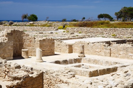 Temple ruins in archaeological park Tombs of the Kings, Paphos,Cyprus, famous landmark,unesco heritageの写真素材