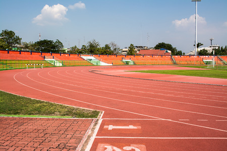 A stadium is a place for outdoor sports designed to allow spectators to view the event.の写真素材