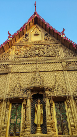 Wat Phra Sri Arn. that A magnificent temple is decorated with golden stucco in Ratchaburi Thailand.の写真素材