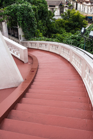 Stairs in Phu Khao Thong or Golden mountainis a steep artificial hill inside the Wat Saket compound. Bangkok Thailandの写真素材