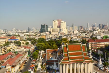 Beautiful scenery in the bird eye view center city of Bangkok the capital city of Thailand