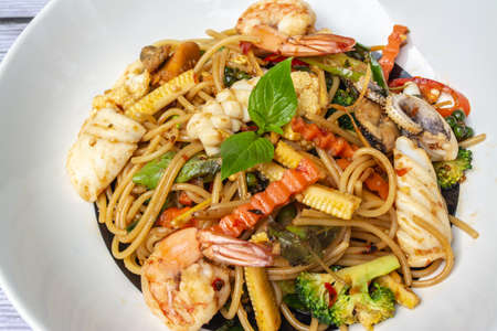 Spaghetti Seafood is a Italian food that is decorated within plate beautifully and It is a popular...