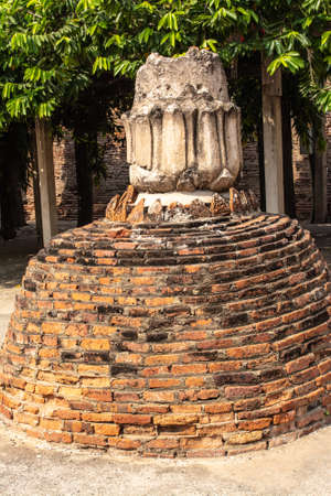 Wat Yai Chai Mongkol the important historical temple and there are outstanding architecture pagoda that one of the popular temples in Ayutthaya Thailandの写真素材