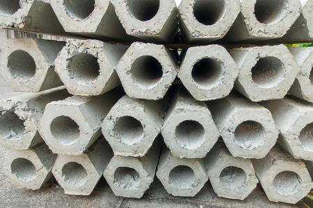 The pile of hexagon concrete foundation piles.の写真素材
